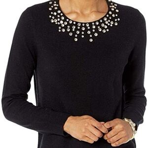 NWT size L Lilly Pulitzer Odetta Black Sweater with Embellished Neckline